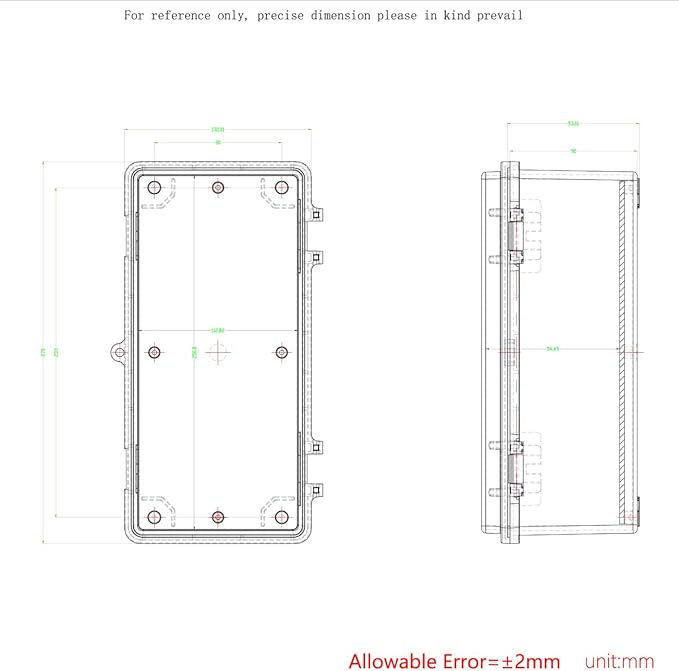 Junction Box, Hinged Black Clear Cover IP67 Waterproof ABS Project Box with Mounting Plate Electrical Box Enclosure with Wall Bracket 10.6 x 5.1 x 4.3inch(270x130x110mm)