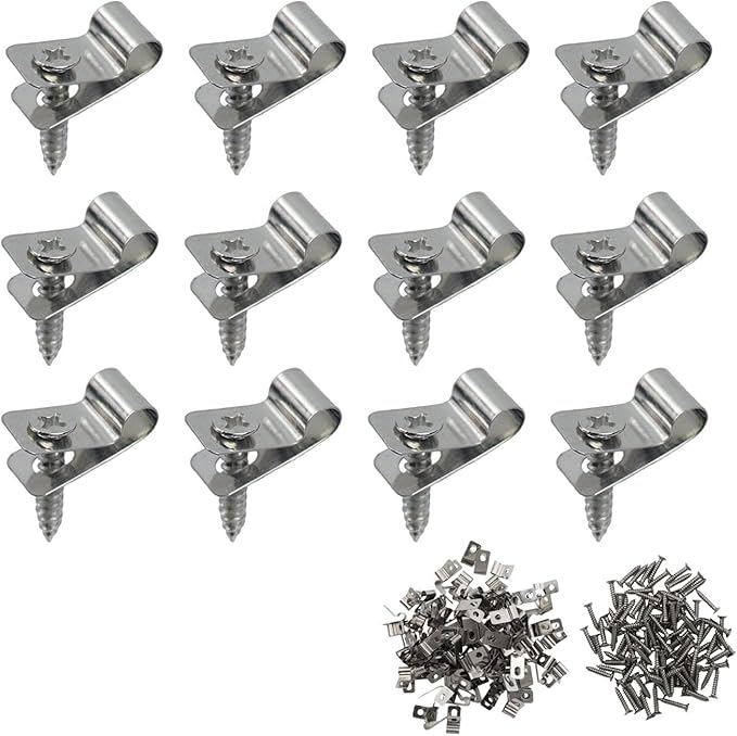 Antrader R-Type Cable Clips Cable Clamp,5mm/0.2" 304 Stainless Steel Cable Management Cord Organizer Cable Fastener Wire Clamp with Screws,100Pcs