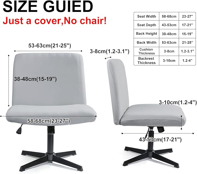 Iauddy Armless Criss Cross Office Desk Chair Cover Slipcover,Accent Mid Back Wide Swivel Task Vanity Slipper Chair Protector Stretch Removable Without Arms for Accent Chair