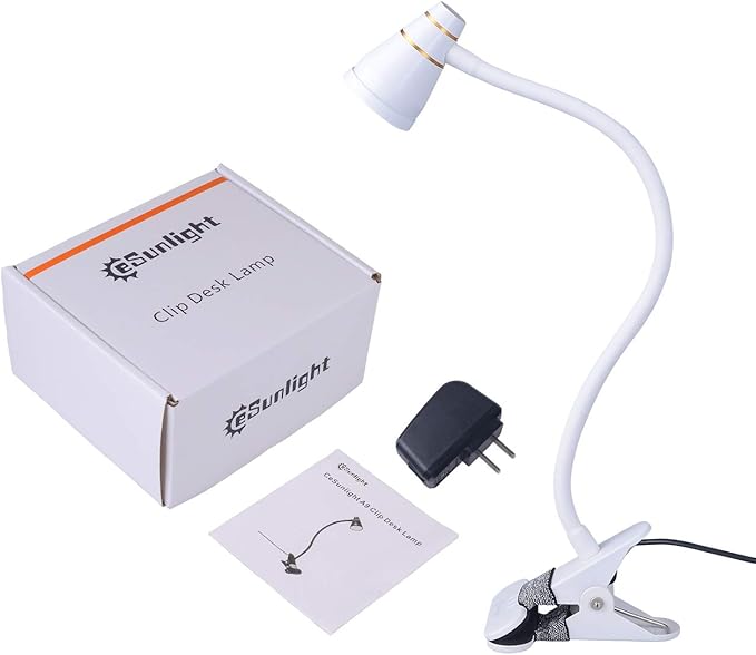 LED Clip Desk Lamp, Headboard Light with Strong Clamp, Bed Reading Light with 3000k-6500K Adjustable Color Temperature Options for Brighter Illumination (Milky White)