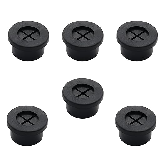 6 Pcs 16mm / 5/8 Inch Black Cable Cord Grommets, Rubber Desk Grommets for Table Computer Desk Wire Organizer TV Console and Other Furnitures Cover