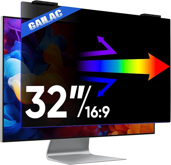 Privacy Screen for Computer Monitor 32 Inch, Anti-Blue Light Screen Protector for Eye Health, Hanging Type, Computer Screen Privacy Shield for Desktop Monitor, Suitable for Office or Home Use