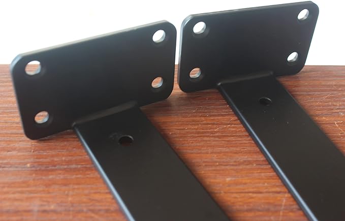 6 Pack - 11 inch Black Hidden L Shelf Bracket (1/5 Inch Thicked) Iron Floating Shelf Brackets Rustic Industrial Metal Brackets for Shelf Support
