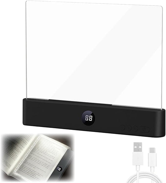 Smart Led Reading Light, Book Light Treasure Box, Rechargeable Clear LED Flat Reading Light with 3 Colors & Timer, Doodle Table Study Lamp, The Quiet Reader's Dream Lights (Black)