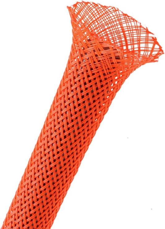 2" PET Expandable Braided Sleeving - Color: Neon Red - Length: 50FT