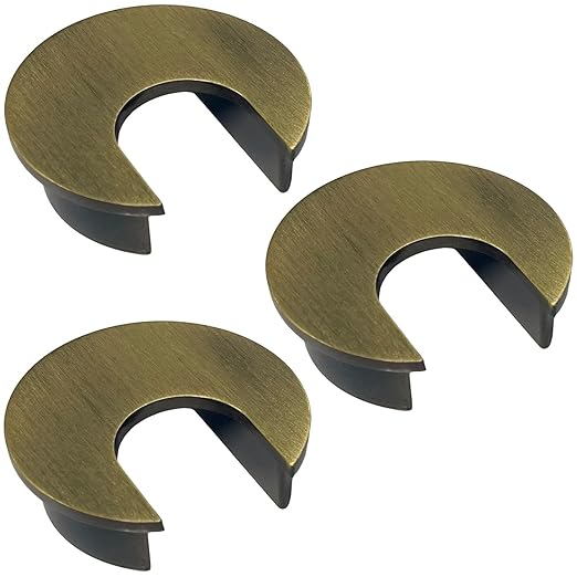 Electriduct 1.57" Metal Desk Grommet 40mm Cable Hole Cover Wire Cord Organizer (Large Opening) | Brushed Bronze (3 Pack)