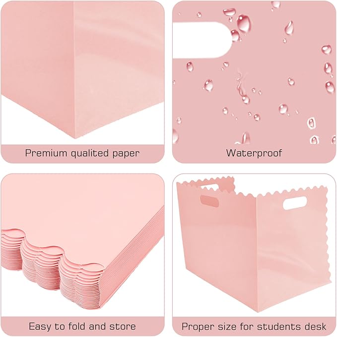 Whaline 24 Pcs Student Desk Privacy Boards Pink Classroom Desk Divider Shield Privacy Panel Folders Screen Partition for School Teacher Student Test Supplies