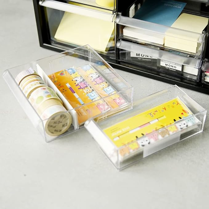 livinbox Plastic Desk Drawer Organizer w/10 Drawers, Clear Small Parts Storage w/Drawers, Arts, Craft, Medicine Vitamin, Teacher Toolbox, Stationary, Accessories, Dust-proof, Black A9-5244-BK