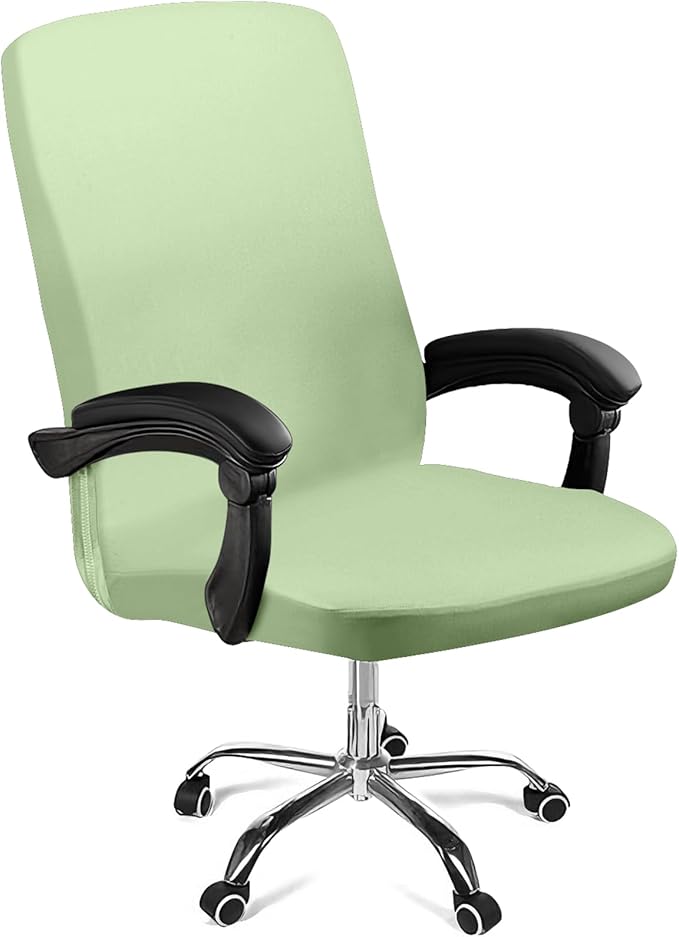 Tallew Office Chair Cover Stretchable Computer Universal Chair Seat Covers Removable Desk Chairs Slipcovers Washable Office Cushion Backrest for Rotating(Green)