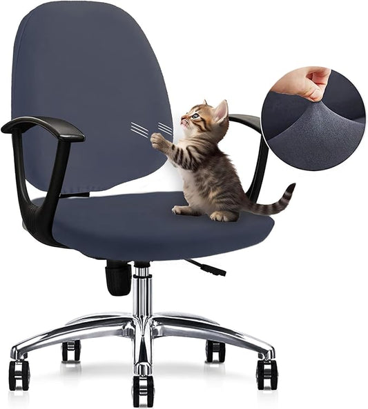 Office Chair Covers Set, Stretchable Washable Chair Cover, Universal Fit for Desk Chairs, Gaming Chairs, Home Office Fabric Protectors Slipcover (Backrest Cover+Seat Cover Set - Dark Grey)