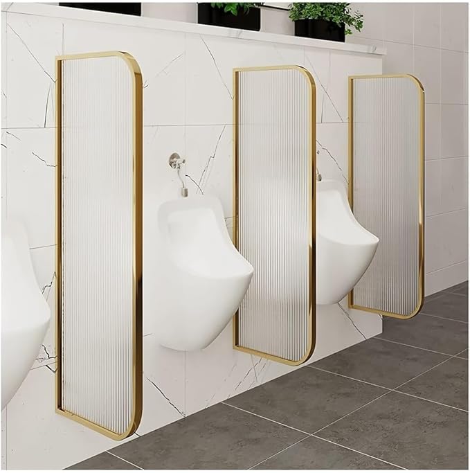 Desk Divider Urinal Partition Wall Divider，Translucent Glass Panels Bathroom Partition，Wall-Mounted Screen Toilet Partition Public Toilet Protection Divider(Gold,40x120 cm)