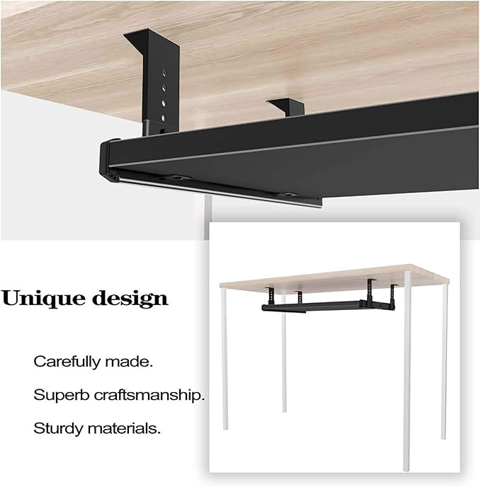 FRMSAET Heavy Duty 12/14/16/18 inches Thickness Steel Construction Ball Bearing Keyboard Slides Keyboard Drawer Slides Tray Accessories Cabinet Furniture Hardware Rails (18 inches, Black)
