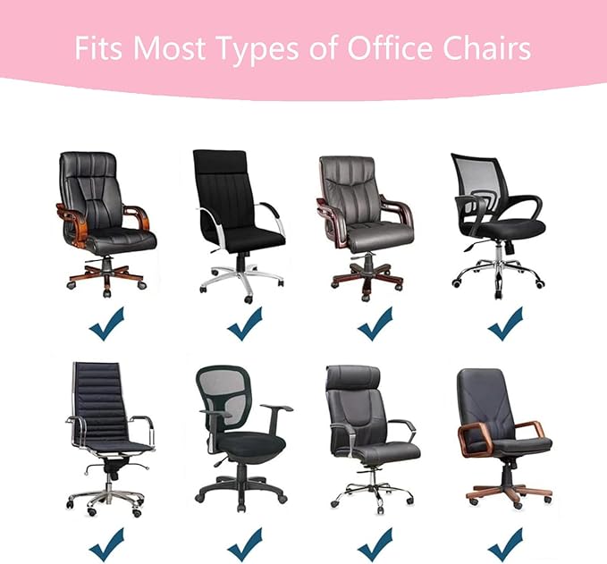 Office Chair Cover,Removable Desk Chair Cover with Zipper,Stretch Anti-dust Universal Rotating Office Seat Slipcover,Washable High Back Computer Seat Protector for Pets (Pink, Large)
