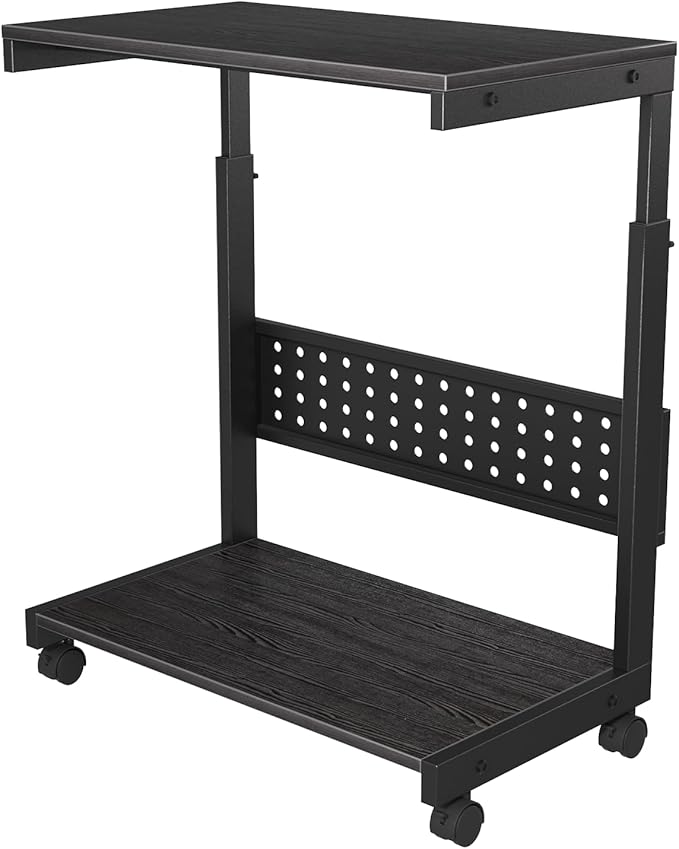 Computer Tower Stand/PC Tower Stand with Wheels, Dual Tier & 5-Level Adjustable CPU Holder Cart (23.2-33.5") — Under Desk Floor PC Stand for Gaming & Home Office [Black]