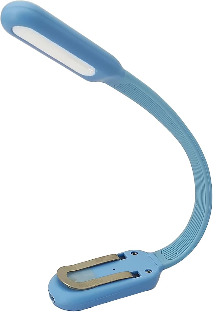 Rechargeable Book Light for Reading in Bed, 4 Color Temperatures Eye-Caring LED, Portable Clip On Reading Light with Magnetic Base, Hands-Free for Travel, Night Reading (biue)