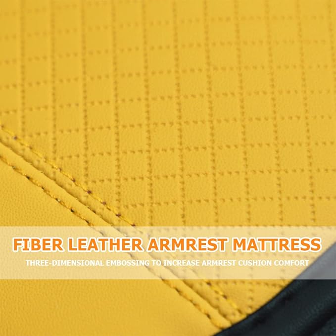 8sanlione Car Armrest Storage Box Mat, Fiber Leather Car Center Console Cover, Car Armrest Seat Box Cover Accessories Interior Protection for Most Vehicle, SUV, Truck, Car (Yellow)