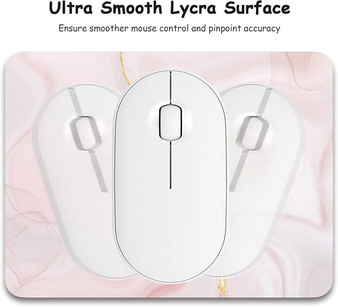 Dapesuom Small Mouse Pad, 6 x 8 Inch Thick Rubber Premium-Textured Non-Slip Portable & Washable Mini Mouse Mat for Women Men Wireless Laptops Keyboard Tray Gaming Work Travel, Elegant Pink Marble