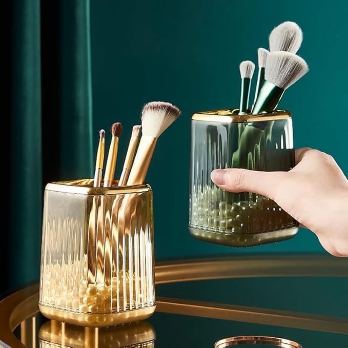 Pen Holder for Desk, Makeup Brushes Cup, Pencil Organizer, Pen Cup Pencil Caddy for Office Home Art Supply (Amber Color)