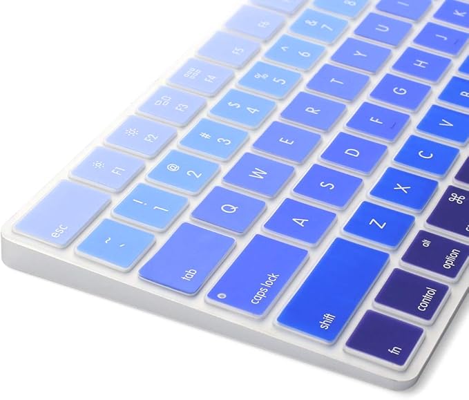 ProElife Ultra Thin Silicone Keyboard Protector Cover Skin for Apple Magic Keyboard & Magic Keyboard 2 (U.S Version, Model: MLA22L/A-A1644, Without Numeric Keypad) (Ombre Blue)