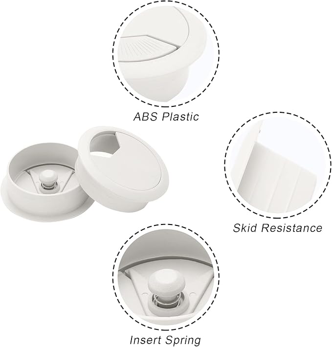 Biaungdo 5 Pcs 2 Inch Desk Grommet, Wire Cable Cord Hole Cover Grommet Cable Cord Organizer for Home, Office, White