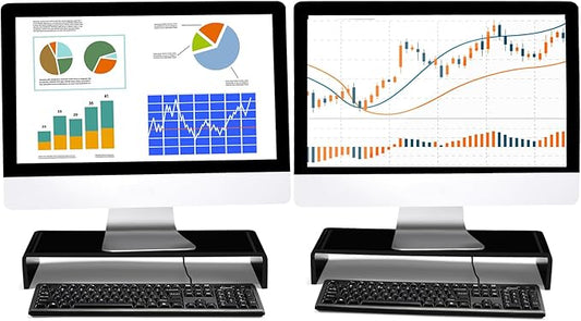 Jetec 2 Pcs Acrylic Monitor Stand Desktop Video Acrylic Monitor Riser Desk Shelf Computer Stand for Laptop TV Computer Screen Desk Organizer Teacher's Day Supplies (Black, 20 x 8 x 3 Inch)
