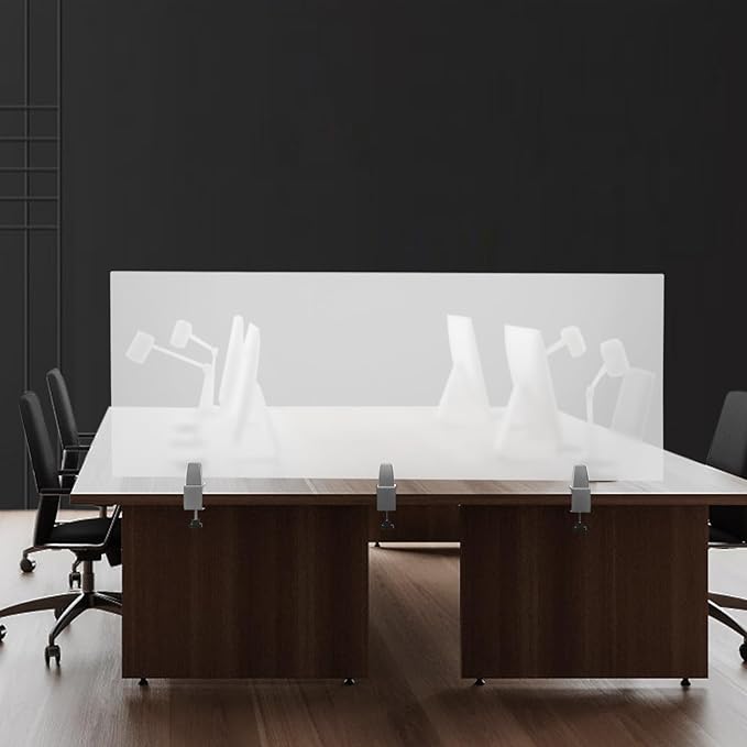 Desk Privacy Panel, Desk Divider, Desks Partition, Frosted Acrylic Desktop Privacy Panel with Stable C-Clamp for Home Office School Retail Clinic (1Pcs, 60 * 22 * 2in)