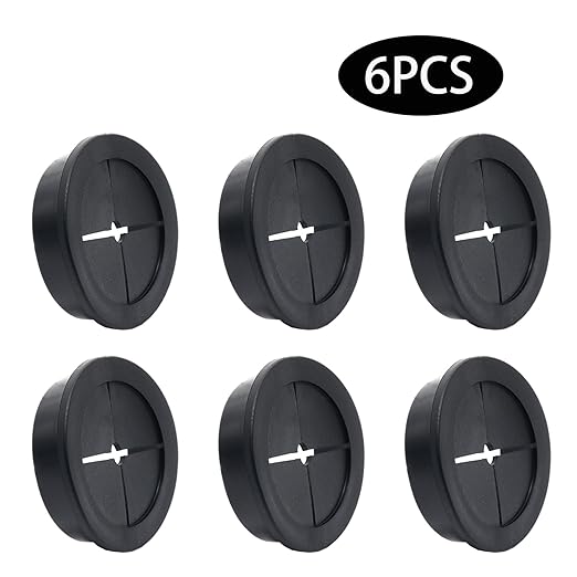 6 Pcs 45mm / 1-3/4 Inch Black Cable Cord Grommets, Rubber Desk Grommets for Table Computer Desk Wire Organizer TV Console and Other Furnitures Cover