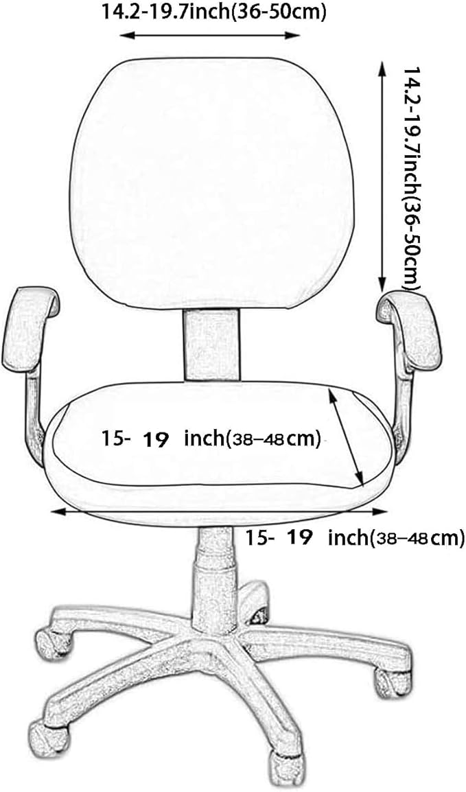 Office Chair Covers Stretchable Split 2 Piece Stretch Jacquard Office Desk Chair Seat Covers Removable Washable Anti-dust Chair Protectors Covers