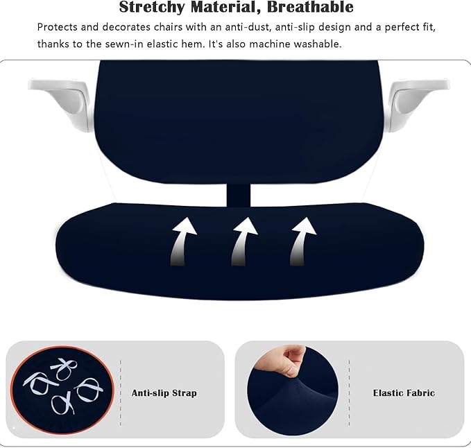 Office Chair Covers - 2 Piece Protective Stretchable Chair Seatcovers Stretch Chair Slipcover, Removable Washable Universal Armchair Cover Slipcover Chair Seat Cover Protector Cover