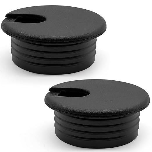 Litoexpe Black Desk Cord Grommets 1-3/4 Inch, Plastic Grommet Cable Hole Cover for Office Equipment, Computer Desk Wires - 2 Pieces