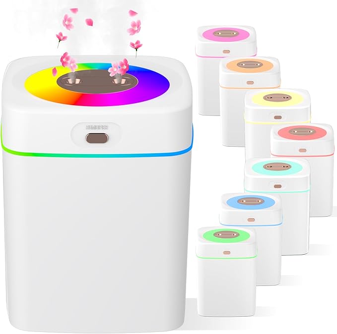 Portable Small Humidifiers for Bedroom, Aroma Diffuser for Home Personal Desktop Plant Humidifier Indoor Fragrance Aroma Diffuser with 2 Modes, Night Light and Auto-Off