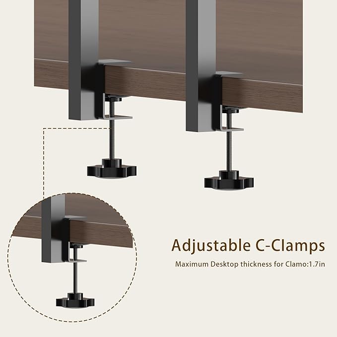 Aetheris Clamp On Desk Shelf, 2-Tier Adjustable Desk Storage Shelf, Wood Desktop Bookshelf, Desk Shelves Organizer for Offices, Study Rooms, and Game Rooms, Black