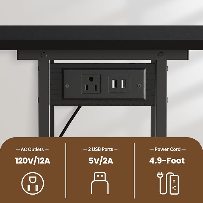 Asgolion Printer Table, 2-Tier Under Desk Printer Stand with Charging Station, Printer Stand with Wheels, PrinterShelf for Small Spaces, Printer Cart for Home Office Black