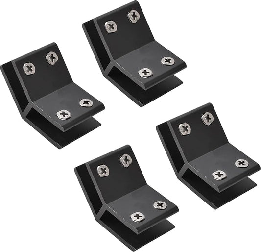 INCREWAY Glass Clamp, 4 Pack Adjustable Black Double Side Aluminum Alloy Glass Shelf Support Bracket for 10-12mm Thickness, 135 Degrees