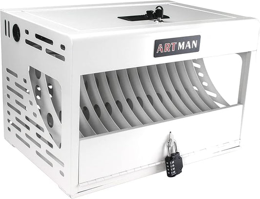 16 Device Wall-Mount Charging Station for Laptops/Tablets/iPads/Chromebooks,16 Bay Lockable Charging Cabinet with Power Strip for Classroom,School Storage Charging Cabinet，Fully Assembly(16 Bay-White)