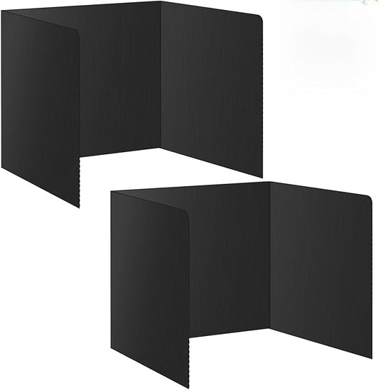 2Pack Black Desk Dividers for Student, Waterproof Plastic Privacy Folders for Classroom Students, Foldable Study Carrels Teacher Supplies, Easy-Clean Testing Dividers for Exam, Office & Library Focus