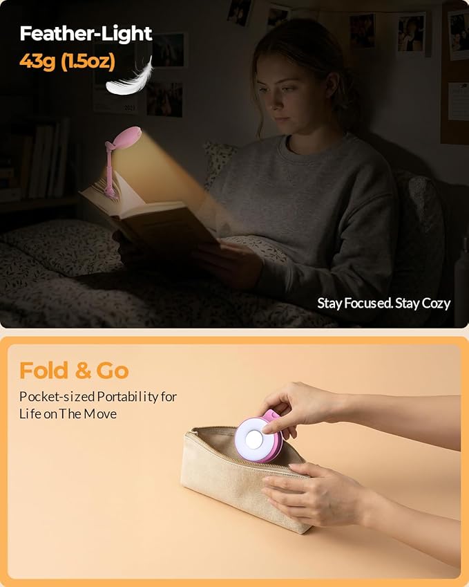 18 LED Rechargeable Reading Light: Portable Clip on Book Light - Mothers Day Gifts for Mom Wife from Husband Grandma Daughter Sister - Birthday Gifts for Women Mom Teens Girlfriend and Her