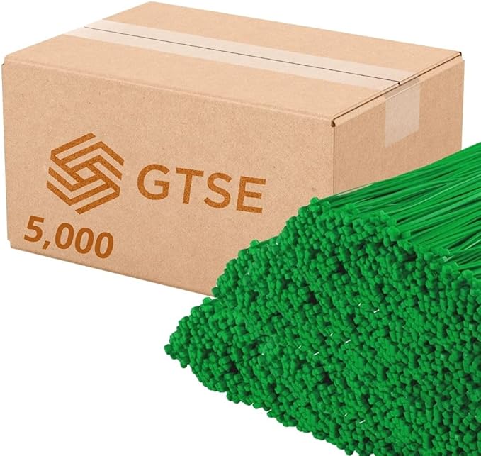 GTSE 12 Inch Green Zip Ties, 5,000 Bulk Pack, 50lb Strength, UV Resistant Long Nylon Cable Ties, Self-Locking 12" Tie Wraps