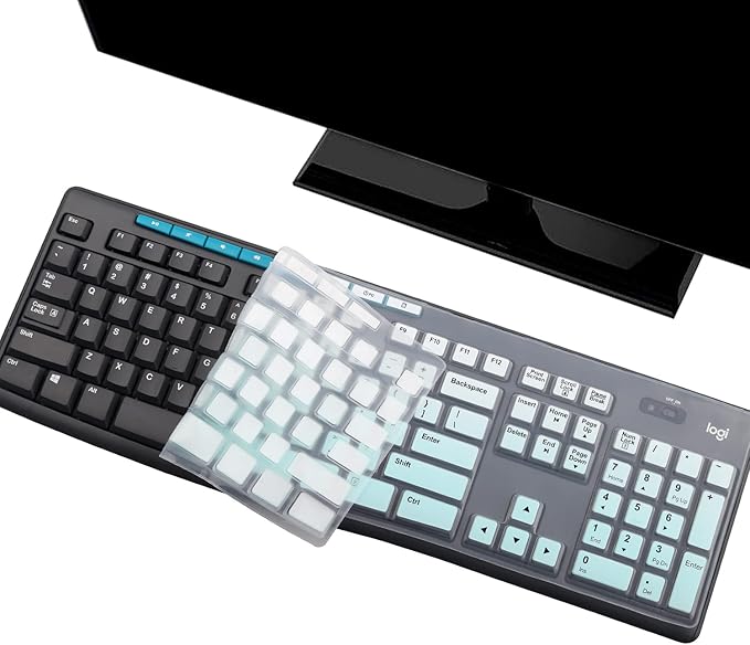Keyboard Cover Skin Protector for Logitech MK295 MK275 MK270 Wireless Keyboard, Logitech K200 K260 K270 K275 K295 MK200 MK260 Ultra Thin Desktop PC Silicone Keyboard Cover US Layout-MintGreen