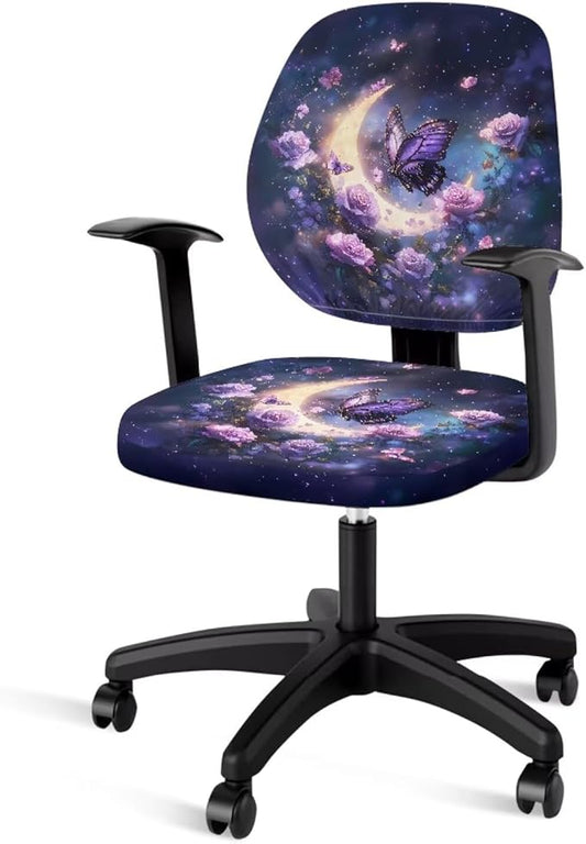 GLENLCWE Abstract Moon Butterfly Computer Office Chair Cover Universal Chair Covers Stretch Rotating Chair Slipcover Protective & Stretchable