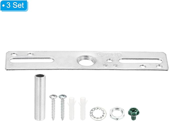 PATIKIL 4" Ceiling Light Plate Kit, 3 Pack Light Crossbar Mounting Bracket Universal Lamp Fixture Hardware Set for Chandelier Wall Light, Silver