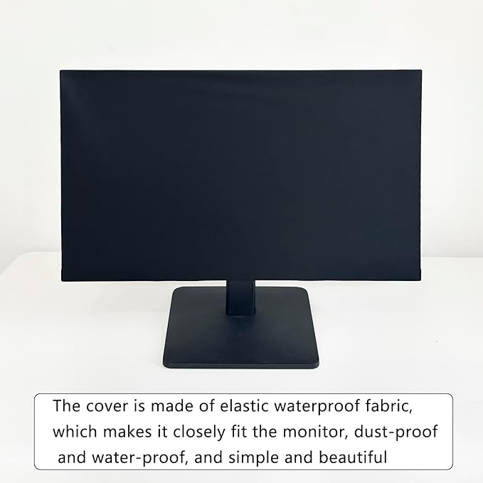 DEEP DEER Universal Monitor Dust Cover - Elastic Waterproof Fabric, Fits 19 21 22 23 27 Inch computer Screens, Dustproof, Water-Resistant, Pet Hair Protection, Elastic Cord , Sleek All-Black Design