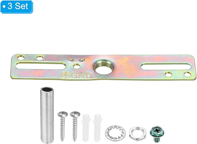 PATIKIL 4" Ceiling Light Plate Kit, 3 Pack Light Crossbar Mounting Bracket Universal Lamp Fixture Hardware Set for Chandelier Wall Light, Zinc Plated