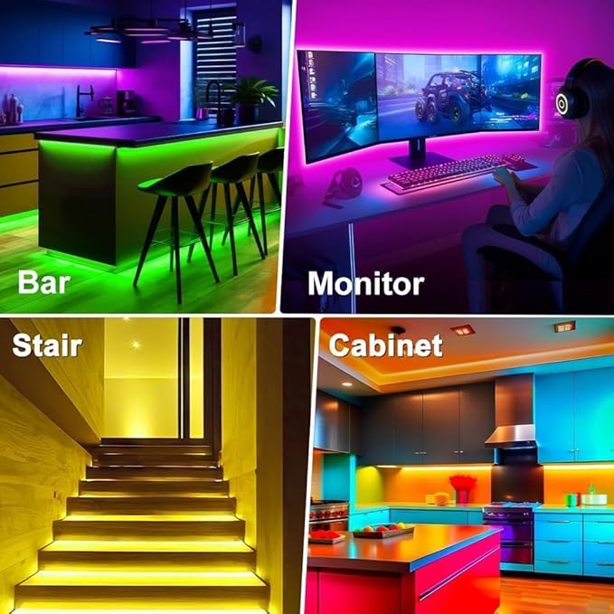 PSTAR LED Strip Lights 65.6ft Music Sync Color Changing RGB Led Lights for Bedroom with App Control Bluetooth LED Lights,USB-Powered for Bedroom Room Apartment Kitchen Party Decorations