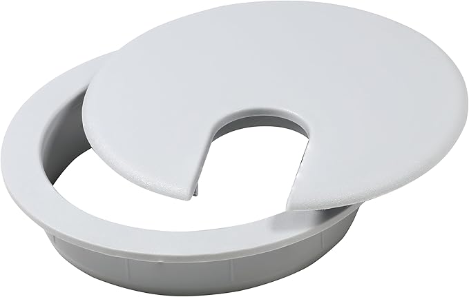 Rok Hardware 3" (76mm) Gray Round Computer Desk Table Port Wire Cable Cord Organizer Hole Cover Grommet, ROKRG3G