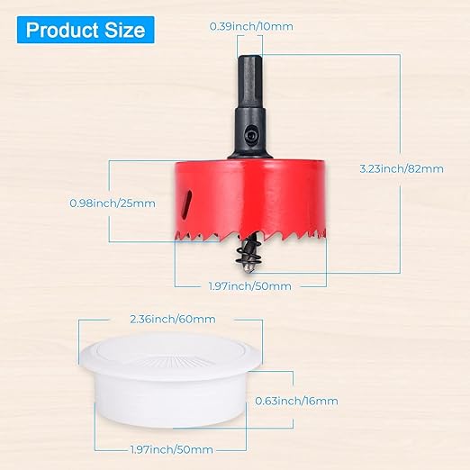 Desk Grommet 2 inch/50m,10Pcs Cable Grommet with Hole Saw & 15 Zip Ties,Desk Hole Grommet Desk Cord Hole Cover Desk Cable Grommet for Office Home Desk Table
