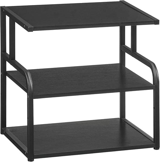 HOOBRO Printer Stand, 3-Tier Desktop Printer Table, Under Desk Printer Storage Office Organizer, Storage Rack with Adjustable Shelf, for Home Office, Kitchen, Living Room, Black BB06PS01