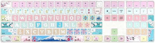 Keyboard Cover Skin for 2021 New Apple iMac Magic Keyboard (Model: A2520) with Numeric Keypad and Touch ID, Cute Printing Silicone Keyboard Protector, Sakura