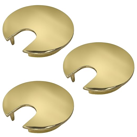 Electriduct 2" Metal Desk Grommet Cable Hole Cover Wire Cord Organizer | Brass Polished (3 Pack)