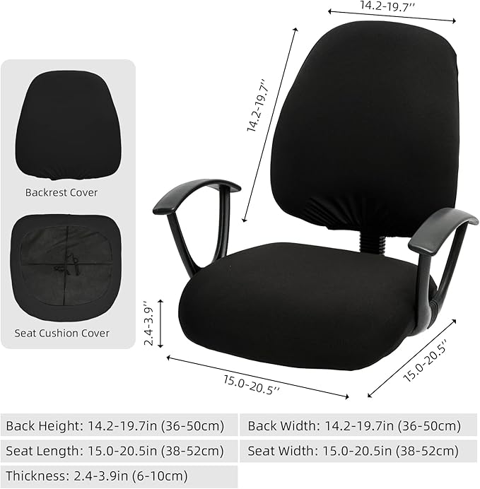 DIVA EN CAMINO DEC Stretchable Desk Office Chair Seat Covers - Universal Stretch Computer Chair Slipcover - Washable Rotating Backrest Coverings & Cushion Protectors for Dogs, Cats, Pets、
